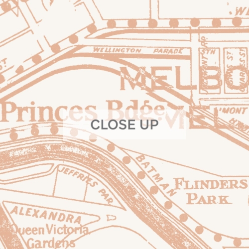 Melbourne Vintage Map - Burnt Orange - Wallpaper - Close Up - Grafico Melbourne