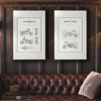 Motorbike Blueprints Print Series - Grafico Melbourne