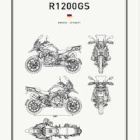 Motorbike Blueprints Print Series - Grafico Melbourne - BMW - R1200GS