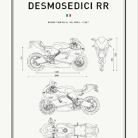 Motorbike Blueprints Print Series - Grafico Melbourne - DUCATI - DESMOSEDICI RR