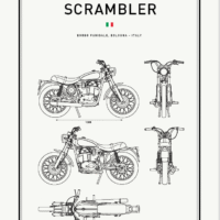 Motorbike Blueprints Print Series - Grafico Melbourne - DUCATI - SCRAMBLER