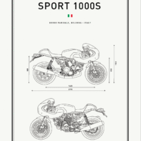 Motorbike Blueprints Print Series - Grafico Melbourne - DUCATI - SPORT 1000S