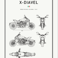 Motorbike Blueprints Print Series - Grafico Melbourne - DUCATI - X-DIAVEL