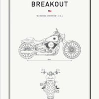Motorbike Blueprints Print Series - Grafico Melbourne - HARLEY DAVIDSON BREAKOUT