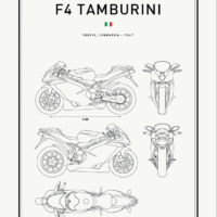 Motorbike Blueprints Print Series - Grafico Melbourne - MV AGUSTA - F4 TAMBURINI