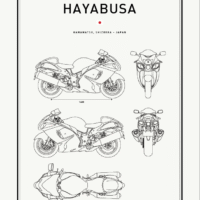 Motorbike Blueprints Print Series - Grafico Melbourne - SUZUKI - HAYABUSA