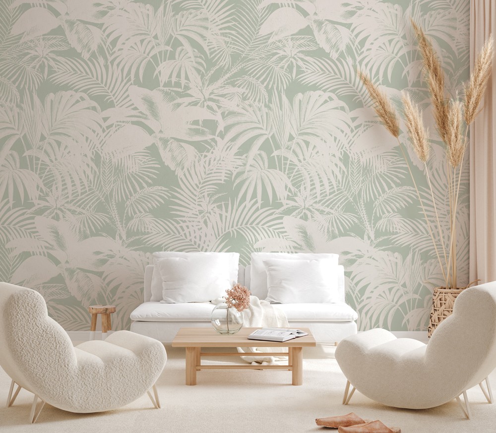 Noosa Palms - Sage Green Wallpaper - Grafico Melbourne