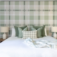 Plaid - Bone & Sage Green Wallpaper - Grafico Melbourne