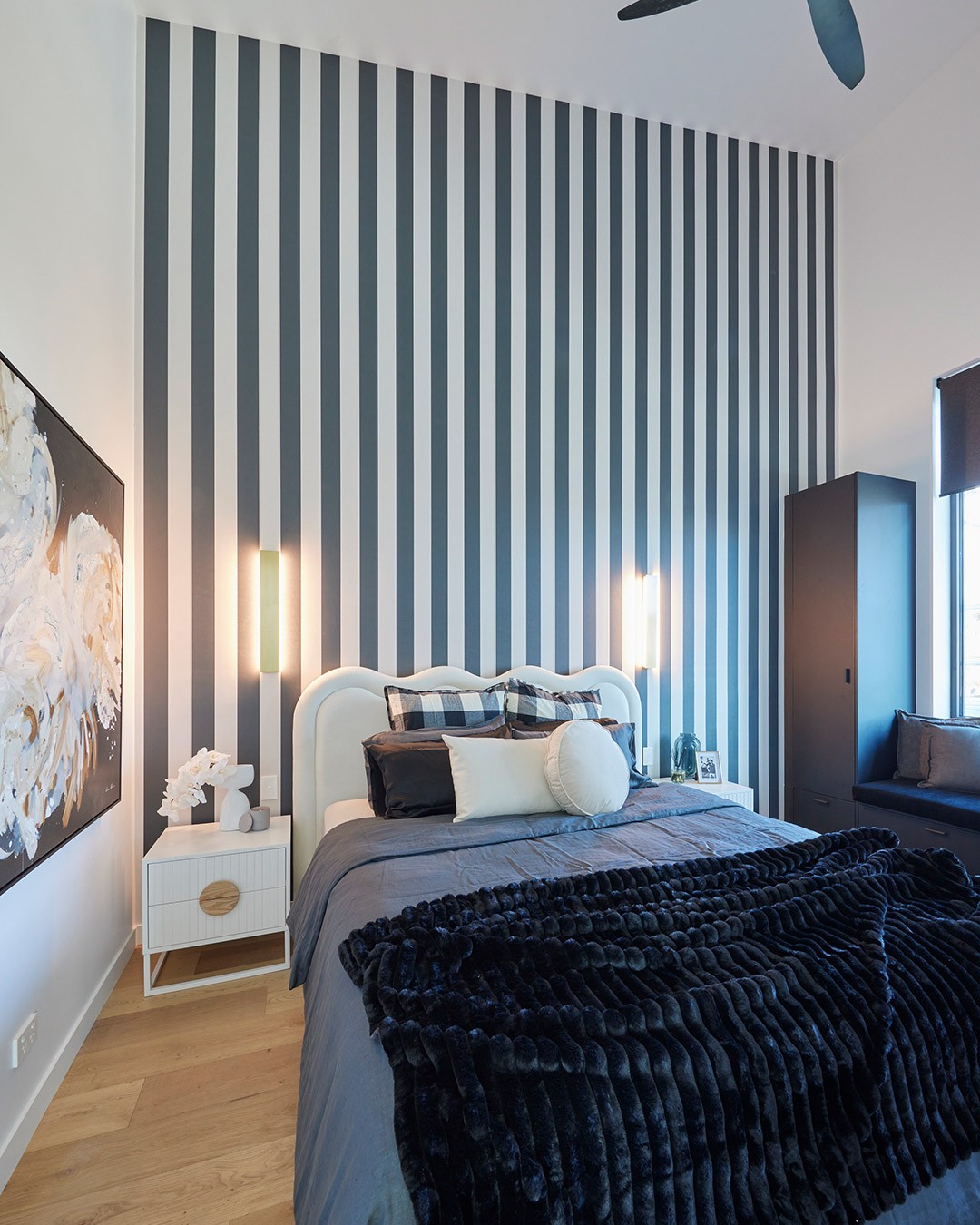 Striped Linen 100mm - Charcoal Wallpaper - Grafico Melbourne