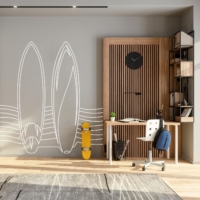 Surfboard Waves Line Art - White Decals - Grafico Melbourne
