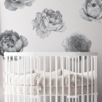 Watercolour Flowers - Monotone Kids Wall Decals - Grafico Melbourne