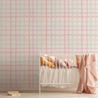 Watercolour Gingham - Mint Cotton Candy Wallpaper - Grafico Melbourne