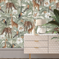 Wild Safari Jungle - Light Kids Wallpaper - Grafico Melbourne